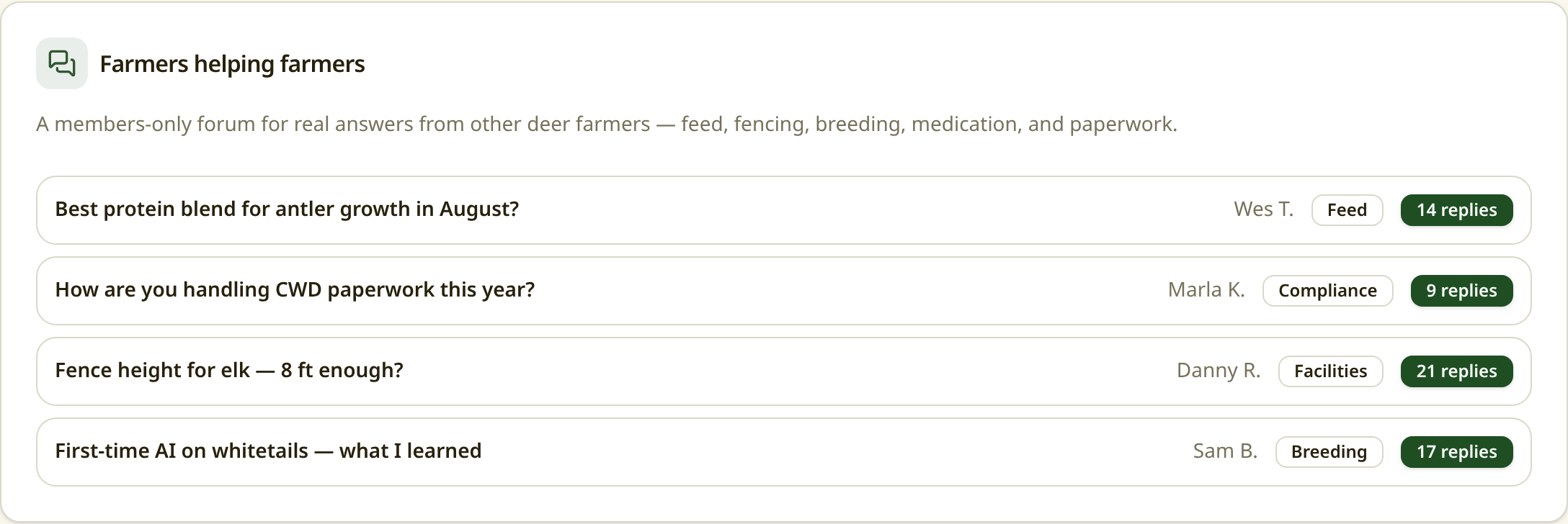 Farmers helping farmers screen in Deer Farmers Friend